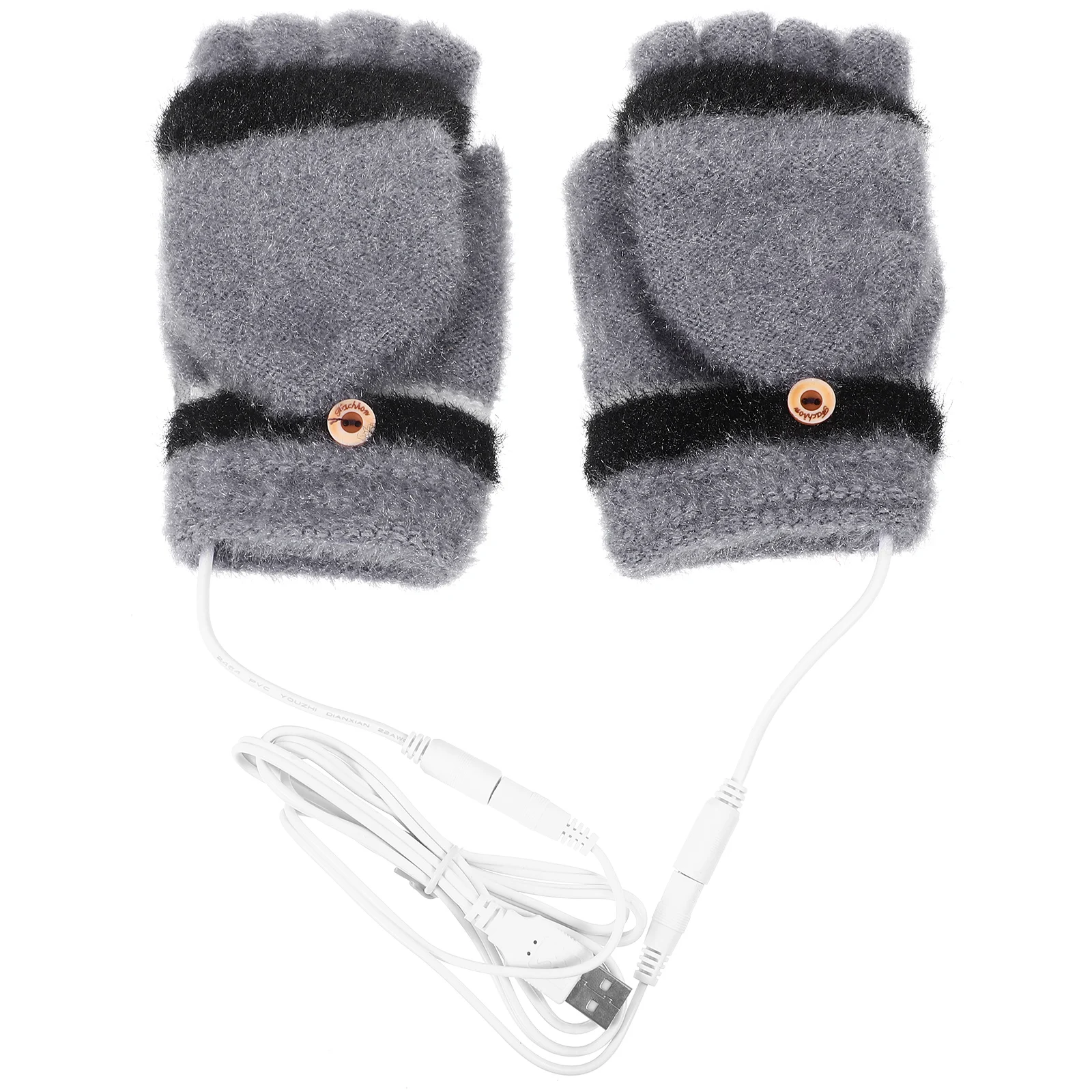 

USB Heated Gloves Dualsided Warm Winter Outdoor Riding Thermal Gloves Grey Windproof H Warmer Soft Comfortable Effective Warmth