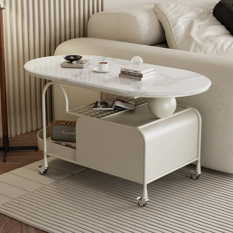 

French retro coffee table tea integrated small table 2025 new light luxury high sense removable side table