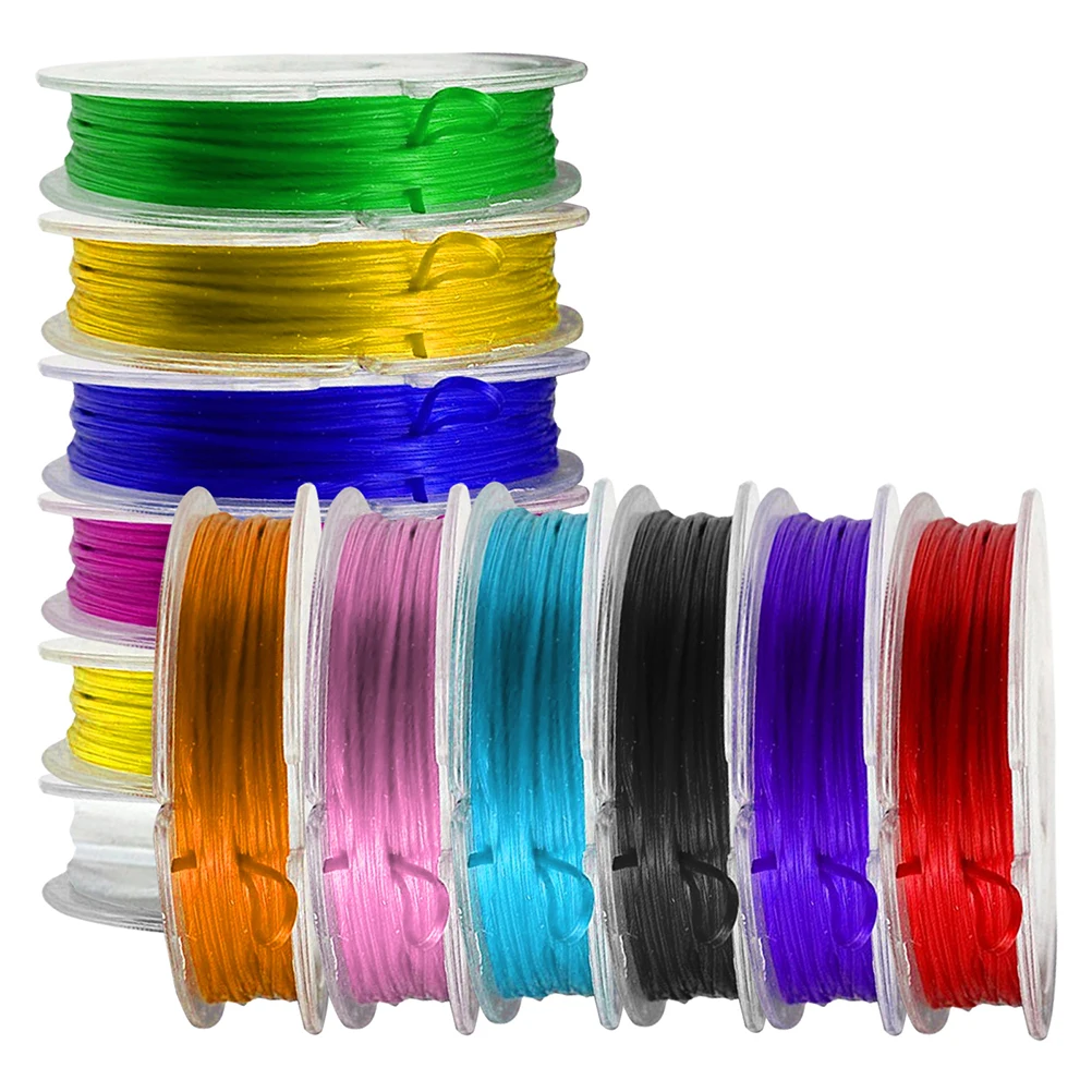 12 Rolls Cable Elastic Rope Bracelet Lanyard Weaving Material Spandex Lacing Beading Cord