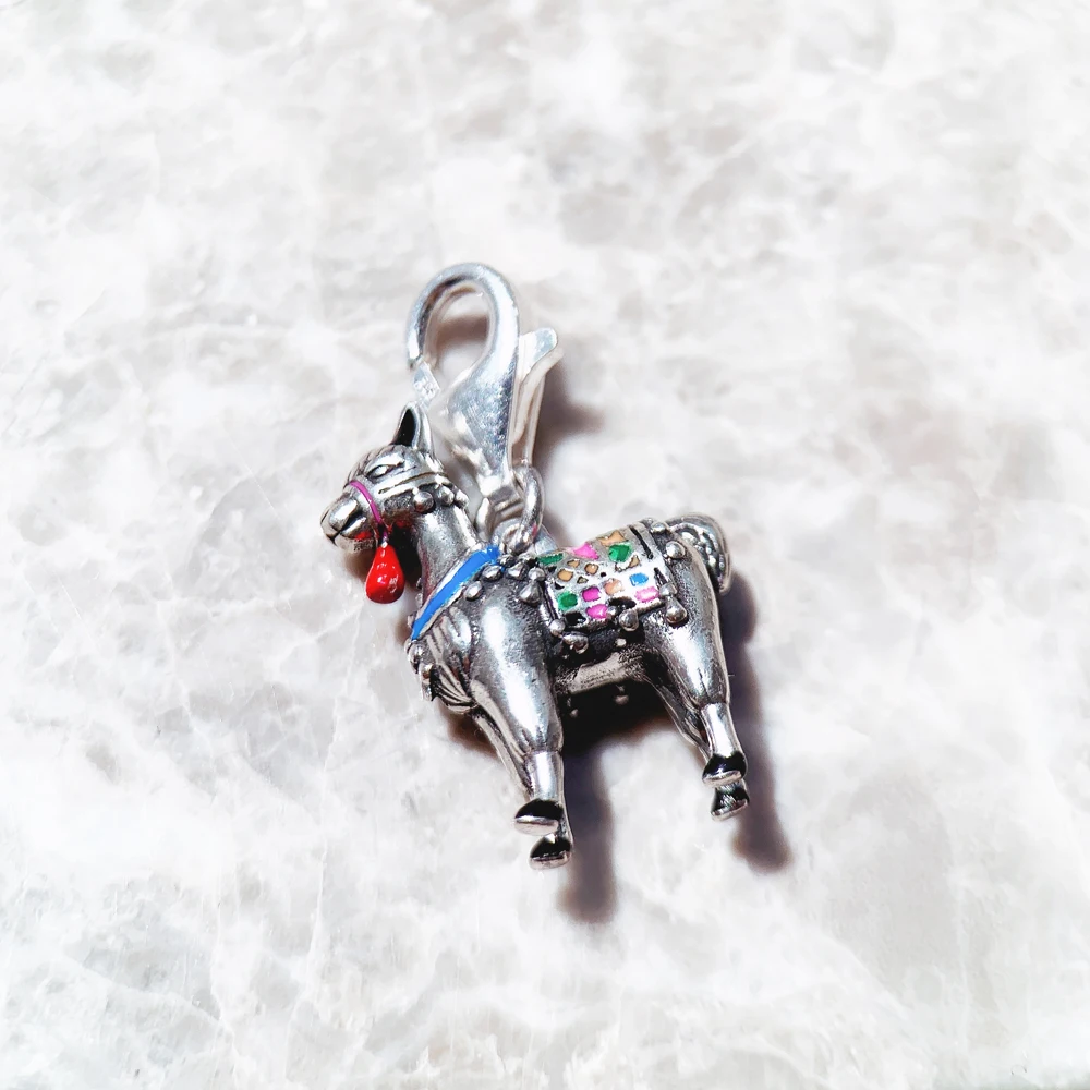 Alpaca Llama Charms Pendant Real 925 Sterling Silver Fashion Cute Gift Europe Jewelry Making DIY For Women & Men