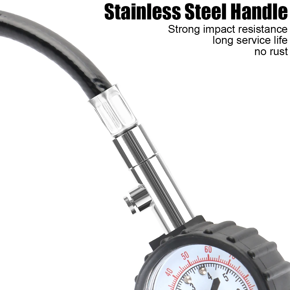 أنبوب طويل متر 0-100PSI لنظام مراقبة السيارات للدراجات النارية سيارة قياس ضغط الإطارات اختبار الهواء الإطارات عالية الدقة