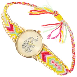 Elephant Watch Rope Ethnic Braided Watches Girl Gift Woven Women Cloth Belt Wrist Man for