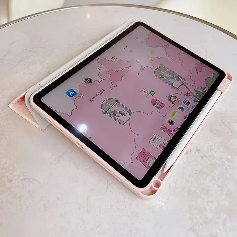 Olá kitty ipad caso para ipad 7/8/9th 10th geração 10.9 ar 3 4 5 mini 6 bonito sanrio acrílico com caneta slot capa dos desenhos animados