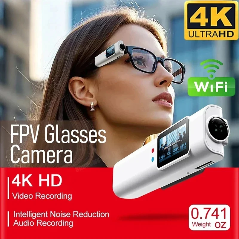 New Hook-on FPV Eyeglasses 4K Video Shooting Micro-camera HD WiFi Intelligent Headset Glasses Video&Sound Recording WiFi