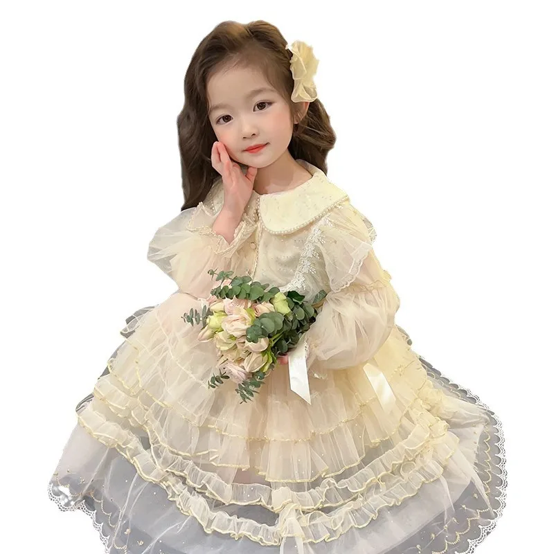 \' Princess And Autumn Children\'S Western Style Baby \' Lolita Girls\' Spring Gauze Dress