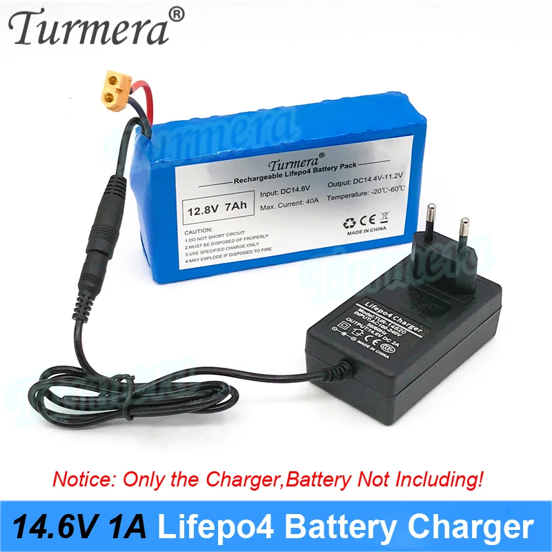 Turmera 4S 14.6V 1A Lifepo4 Battery Charger DC 5.5*2.1mm for 4Series 12V 12.8V 14.4V 18650 32650 32700 33140 Lifepo4 Battery Use