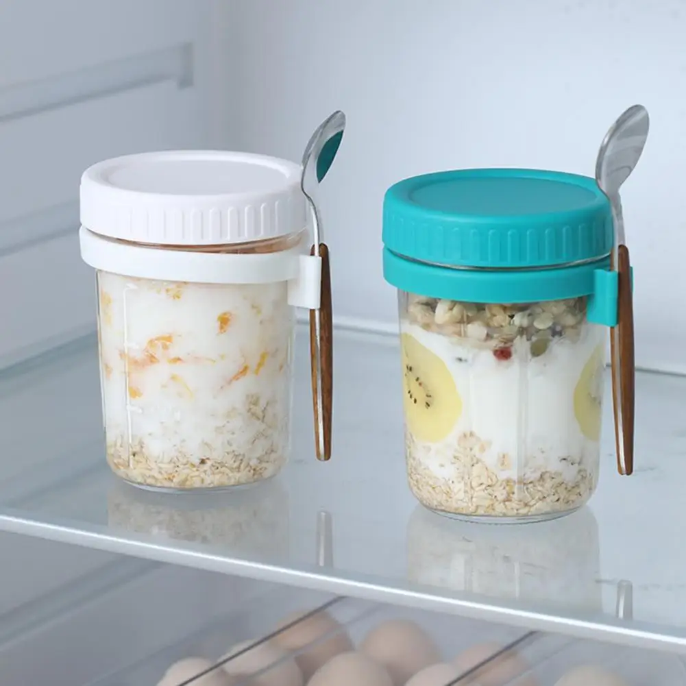 

6Pcs Overnight Oat Containers with Lids Food Grade Heat-Resistant Glass Mason Jars Airtight Leak-Proof Yogurt Fruit Jar