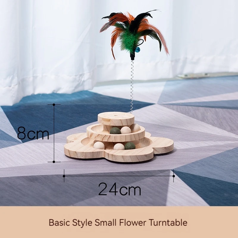 Cat Pet Products Accessories Sisal Scratching Post Solid Wood Pet Cat Turntable Funny Toy Balls Grab Column Training Supplies