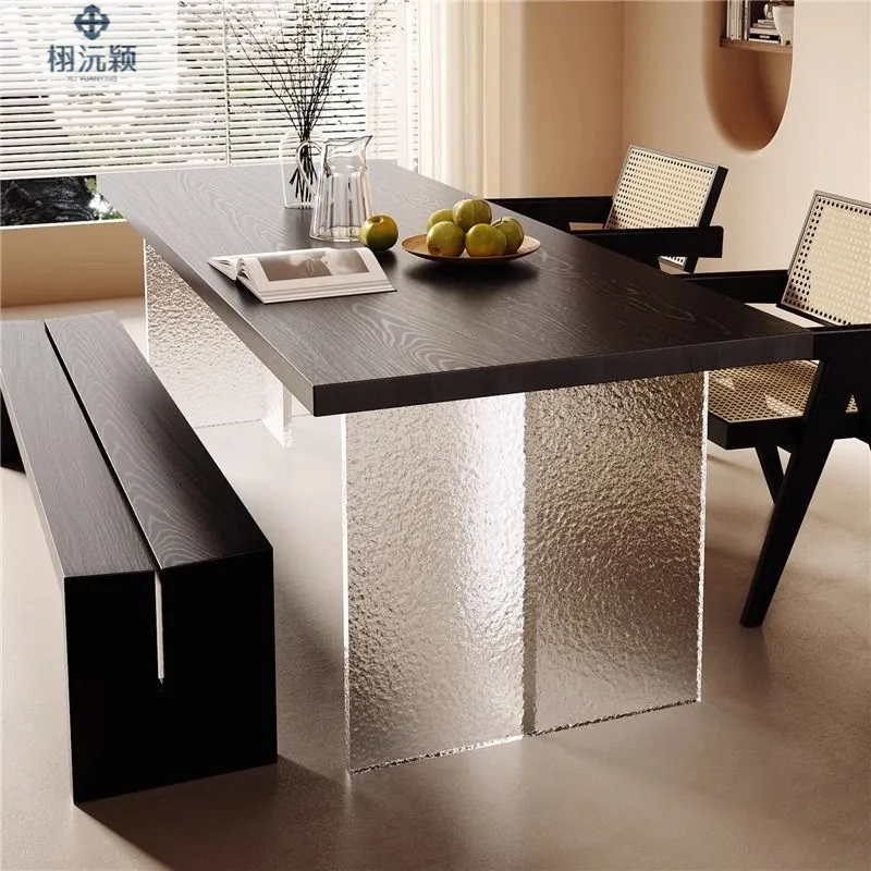 Modern Solid Wood Acrylic Floating Desk Nordic Wabi-sabi Style Living Room Office Desk Designer Bedroom Home Furniture FYFD