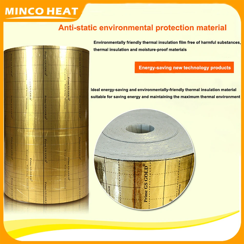 Minco Heat 1㎡ Floor Heating Special Heating Insulation Aluminum Foil Reflective Film Silver Orange Gold Colors Multi-purpose