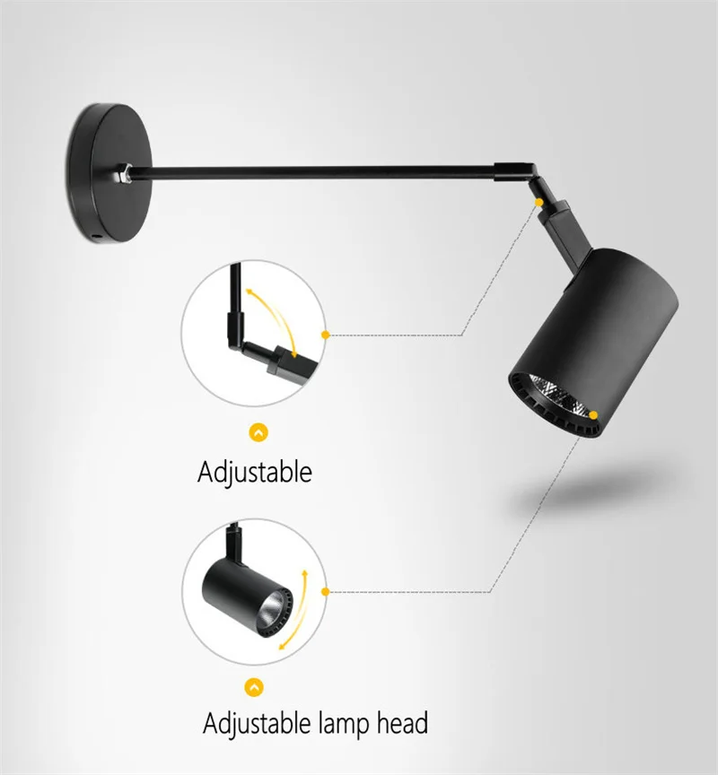 Adjustable LED Wall Spotlight Modern Picture Lights for Exhibition Hall Gallery Focus Lighting Long Arm Retractable Ceiling Lamp