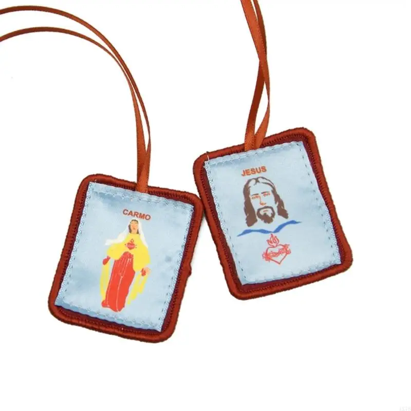 Red Catholic Scapular Our Lady of Mount Sacred Prayer Necklace for Baptisms First Holy Communion and Confirmation