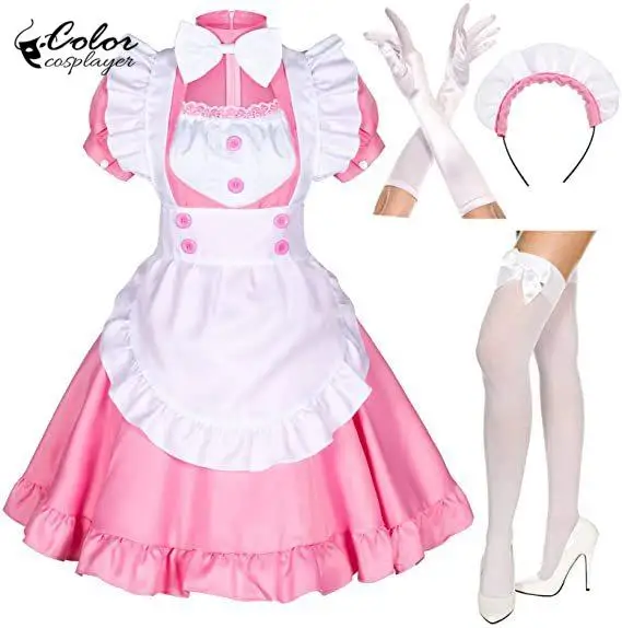 انمي ياباني فتاة دور لوليتا مجموعة الوردي خادمة تأثيري حلي القهوة السوداء خادم موحدة كوميك كون الزي فستان الحفلات