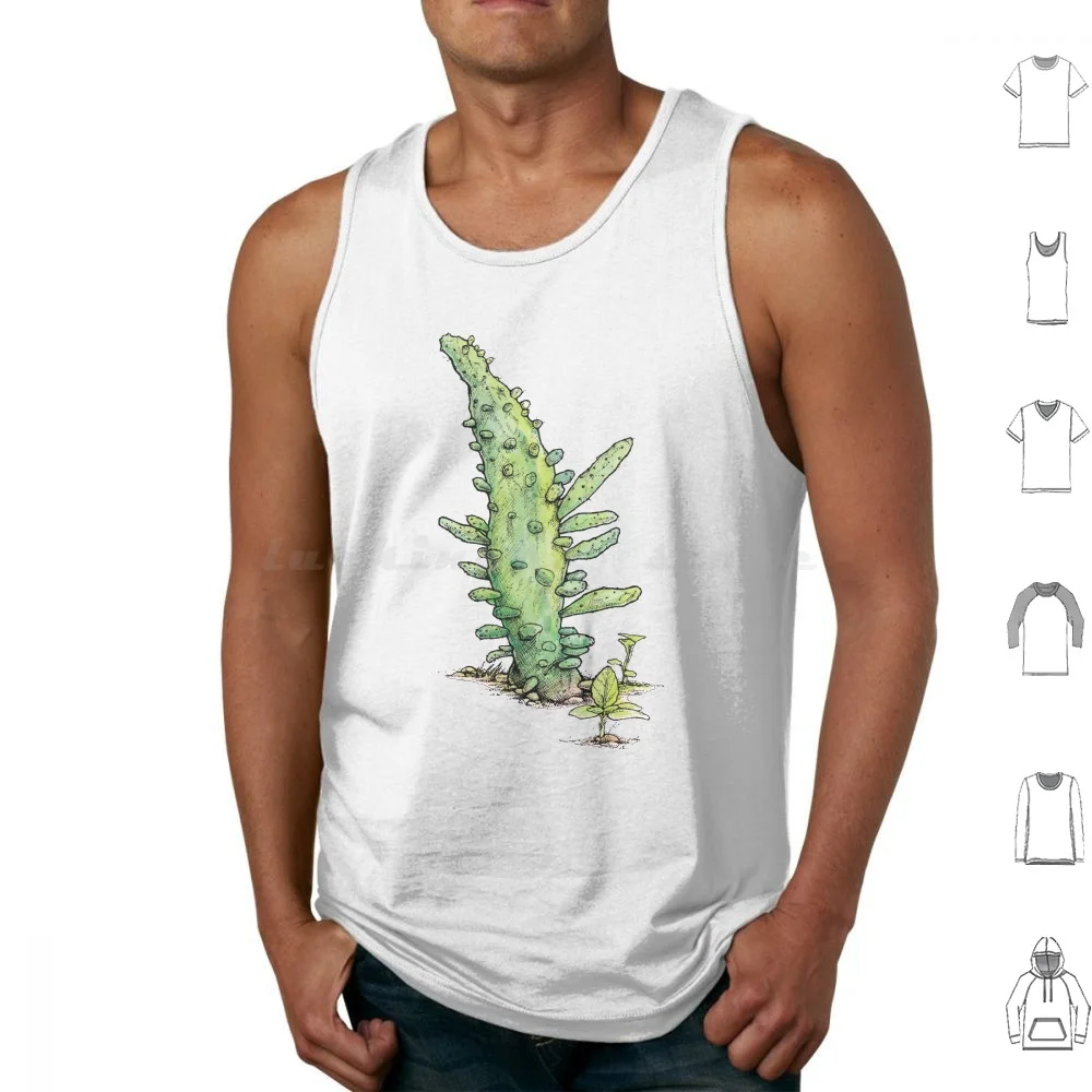 Camisetas sin mangas Opuntia Variegata con estampado de algodón, cactus, biología, naturaleza, botánico, crecimiento, tierra, verde, vida, amor, madre