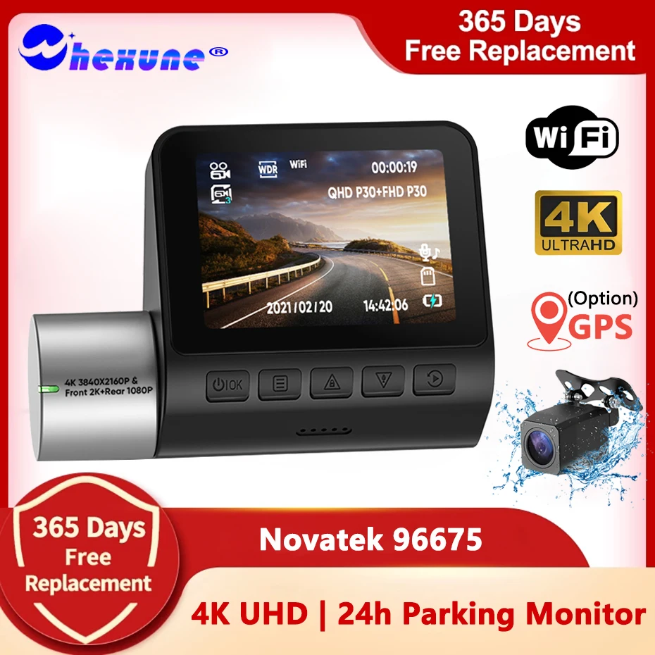 

4K Dash Cam WiFi UHD 3840*2160P Car DVR For Car Surveillance Cameras Novatek 96675 Video Recorders Dashcam 24H Parking Monitor