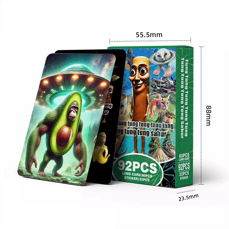 

92PCS Italian Brainrot Tungtungtung Sahur Shark Crocodile Animal LOMO Collectible Photo Cards Set with Stickers
