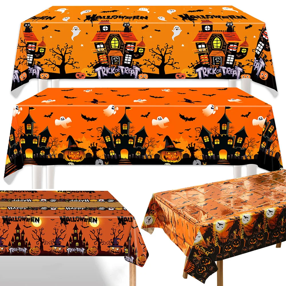 Halloween Theme Tablecloths Pumpkin Ghost Party Decorations Rectangular Plastic Table  Kids Favors Table Decor Party Supplies