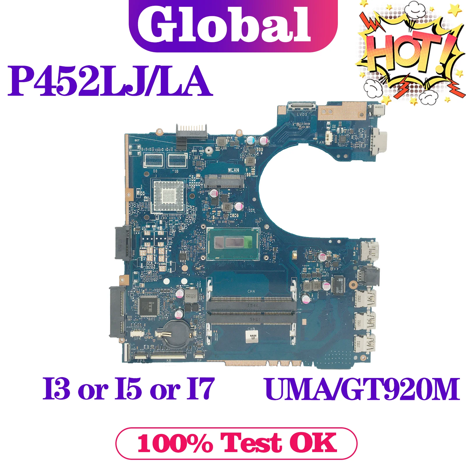 

KEFU P452LA Mainboard For ASUS P452LJ PE452LA PRO452LA PRO452LJ PX452LJ PX452LA PE452LJ P452L Laptop Motherboard I3 I5 I7 5th