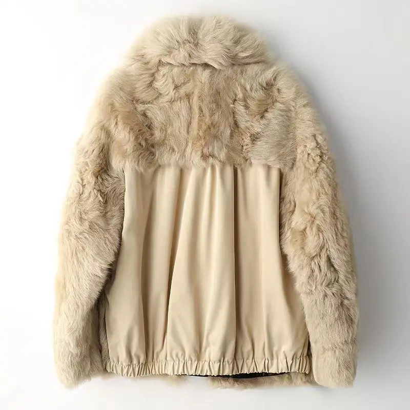 Real Natural Lamb Fur Coat for Women, Turn-down Collar Jacket, Female Thick Outerwear, High Quality, New Fashion, Winter, 2023