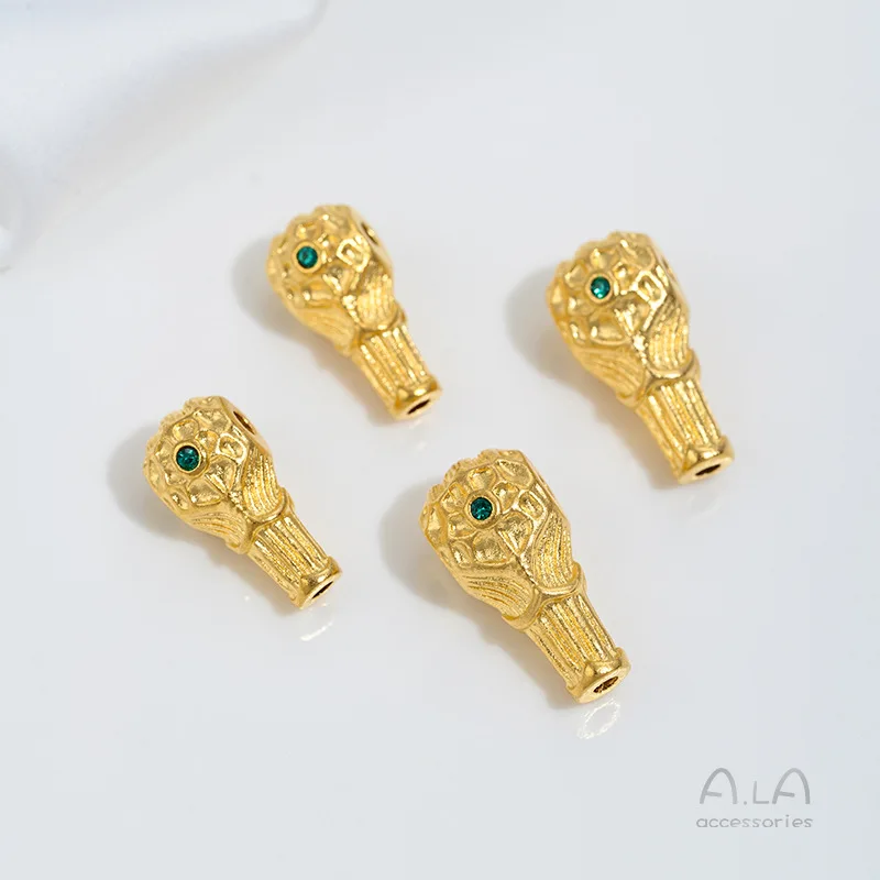 Vietnamese Sand Gold Red Green Diamonds Tee Buddha Head Accessories DIY Handmade String Buddha Beads Wenwan Necklace Accessories