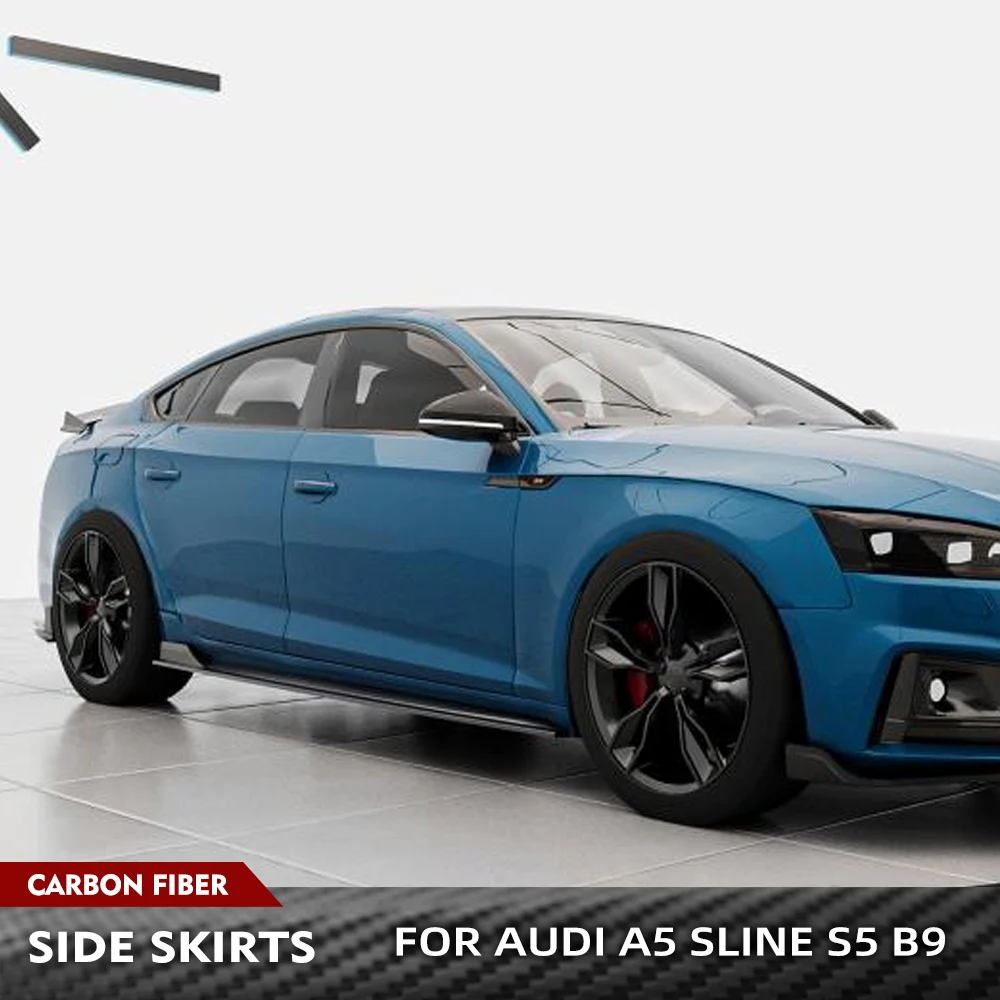 For Audi A5 Sline S5 B9 Sportback 2017-2019 Carbon Fiber Extension Lips Car Side Body Skirts Car Door Side Skirts Steps