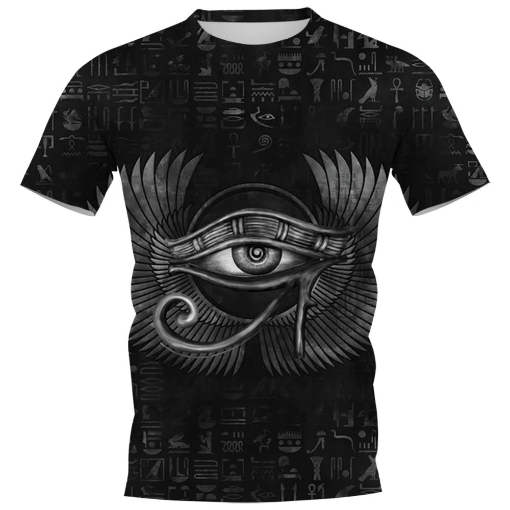 HX Fashion Men T-shirts Eye of Horus 3D Print Tees Ancient Egypt Culture Pullovers Top Summer Short Sleeve Tees Men Clothing