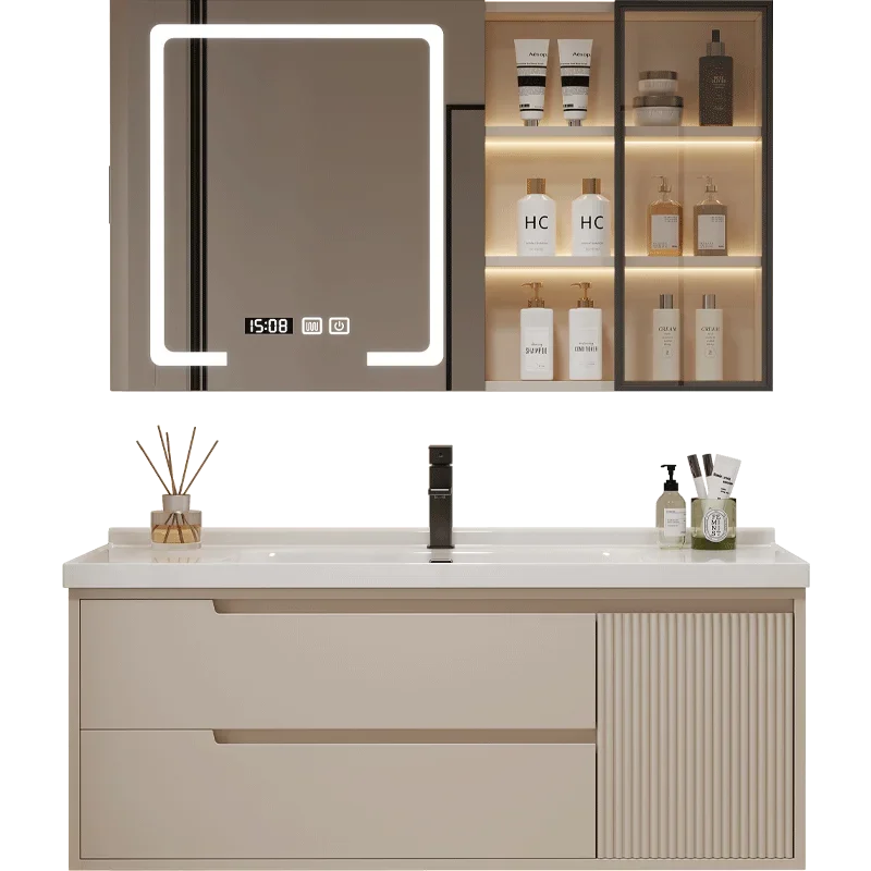 Washbasin Cabinet Bathroom Storage Mirror Furniture Vanity Sink Wall Pharmacy Wooden Multifunction Mirrors Gabinete Home