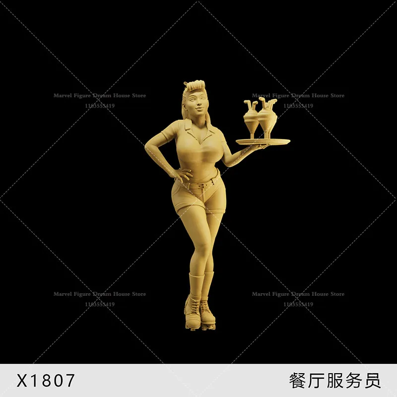 1/64 1/43 1/35 Scale Miniature Scene Doll Tennis Coach Surfing Beauty Coastal Sailor Waiter Un-panited White Mini Figure