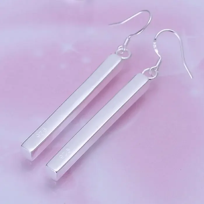 Silver color creative personality minimalist fashion Straight earrings geometric shapes E002