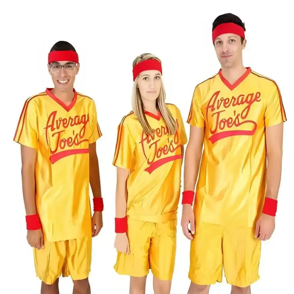 Disfraz de Jersey amarillo para adulto Crazy Dodgeball Average Joe, conjunto de disfraz de Cosplay de fútbol de una historia True Underdog, ropa deportiva