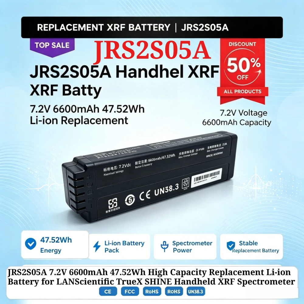 JRS2S05A 7.2V 6600mAh 47.52Wh High Capacity Replacement Li-ion Battery for LANScientific TrueX SHINE Handheld XRF Spectrometer