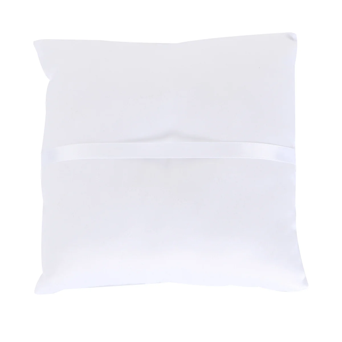 

20*20cm Double Heart Bridal Wedding Ceremony Pocket Ring Bearer Pillow Cushion with Satin Ribbons (White)