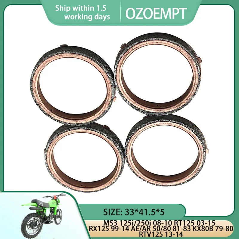 

OZOEMPT 33*41.5*5 Exhaust Pipe Gasket For MS3 125i/250i 08-10 RT125 03-15 RTV125 13-14 RX125 99-14 AE/AR 50/80 81-83 KX80B 79-80