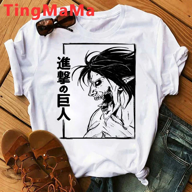 Hot Japanese Anime Attack on Titan T Shirt Men Kawaii Cartoon Shingeki No Kyojin Graphic Tees Harajuku Titans Attack Tshirt Male