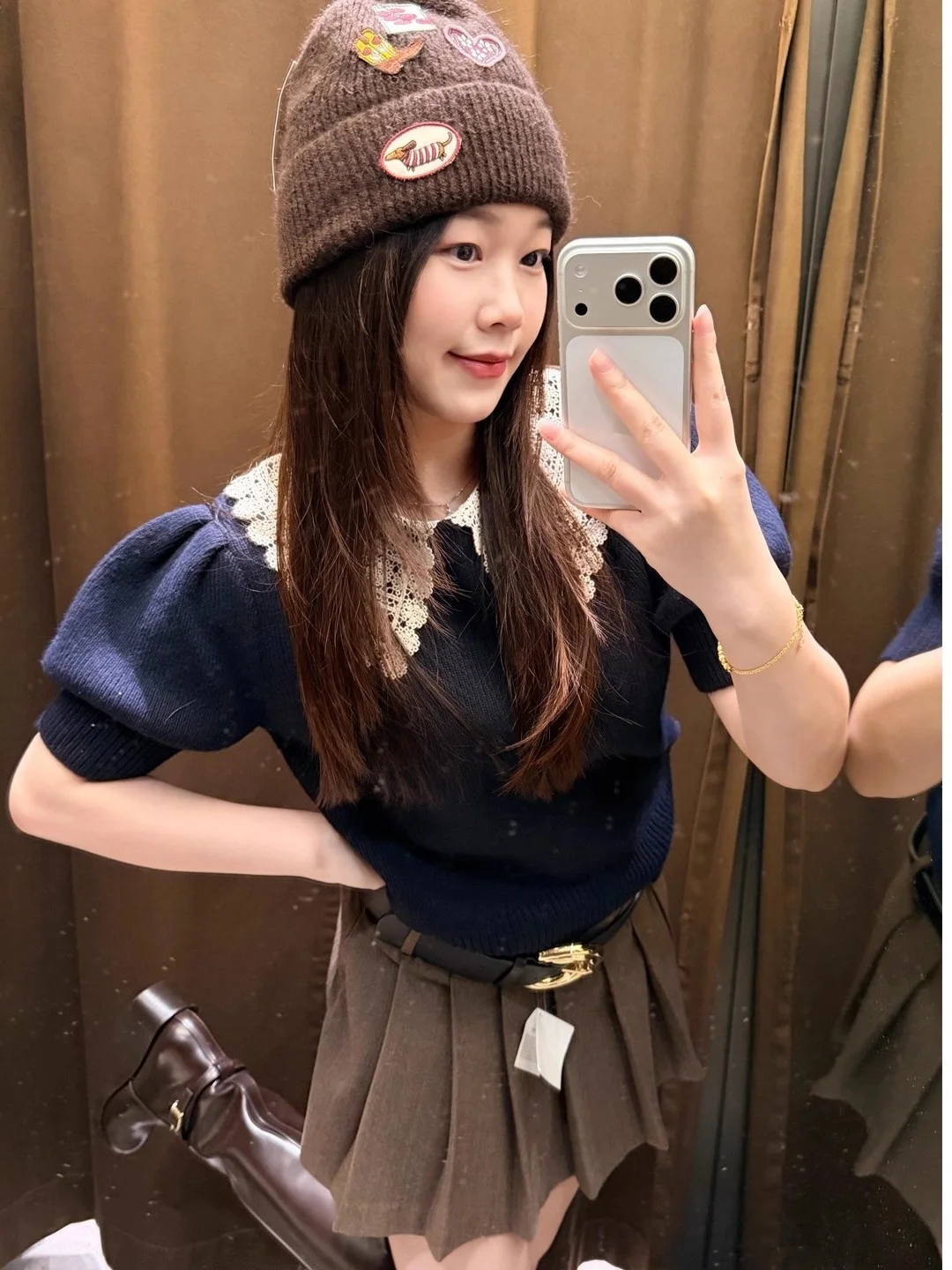 

Вязаный свитер с синим кружевным воротником ort Sve, новая осенне-зимняя кукла Faion Ne Design, мягкая смесь среднего полиэстера