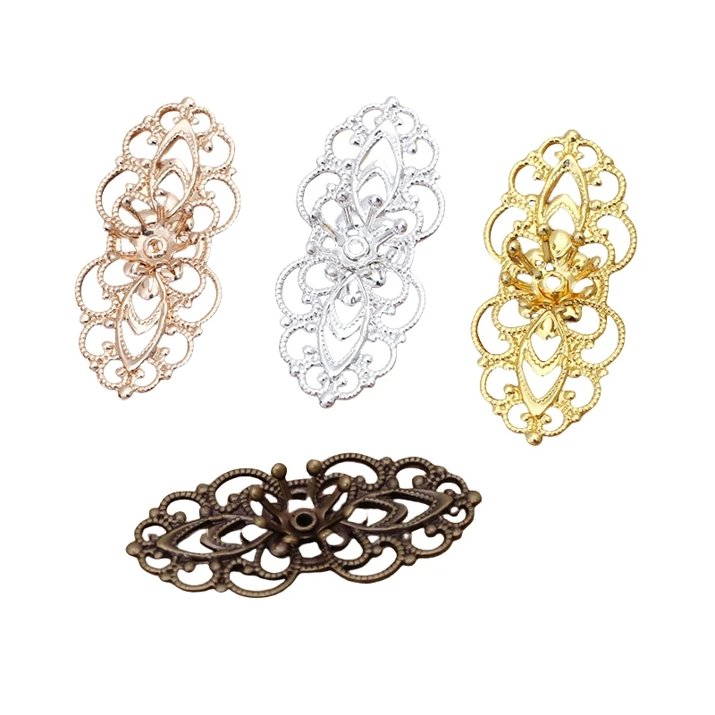 

BoYuTe (100 Pieces/Lot) Metal Brass Stamping Filigree Flower Base Findings Diy Handmade Jewelry Accessories