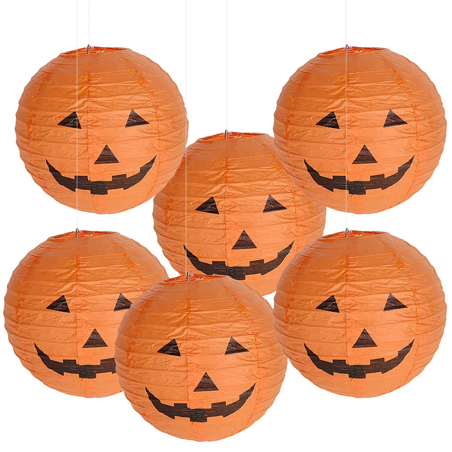 Halloween-Kürbis-Papierlaterne für Halloween-Party Innen- und Außenbereich Bar Heim DIY Dekorationszubehör Hängende Horror-Requisiten 20cm