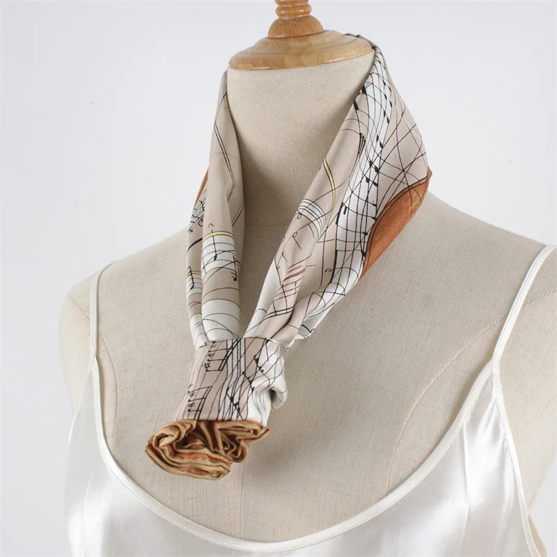 Unique Prints 100% Twill Silk Scarf 14MM Fashion Square Bandana Scarves Wraps Neckerchief 88x88CM