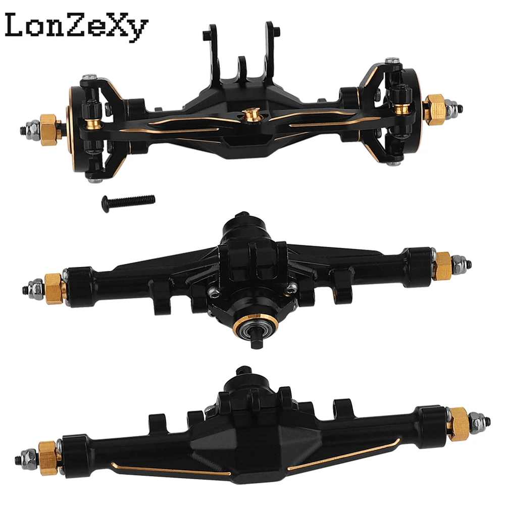 Black Coating Brass Complete Front Middle Rear Straight Axle with Steel Gears for 6x6 1/18 RC Crawler TRX4M Metal Upgrade Parts