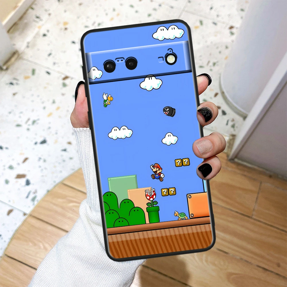 Cartoon Game Super M-Marios For Google Pixel 8 7A 7 6A 6 5A 5 4 4A XL 5G Black Silicon Shockproof Shell Cover Phone Case