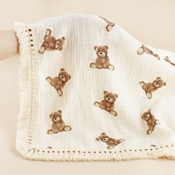 New Cute Printted Baby Wrap Blanket Organic Cotton Tassel Blanket For Trip Children Soft Bath Towel Kids Sleep Cover Blanket