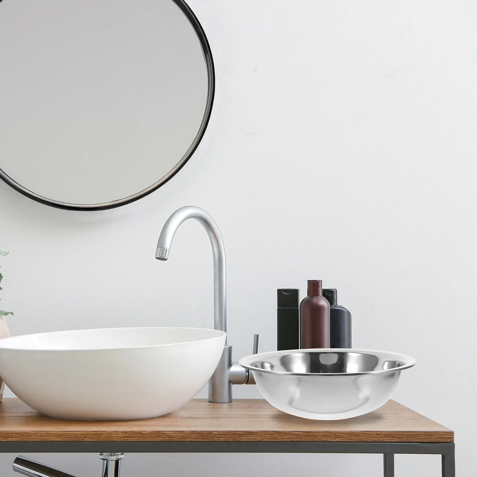 المحمولة الفولاذ المقاوم للصدأ حوض القدم ل نقع قدم دلو الغسيل حوض غسيل 30 سنتيمتر متعددة الوظائف المطبخ خلط السلطانية استنزاف #5