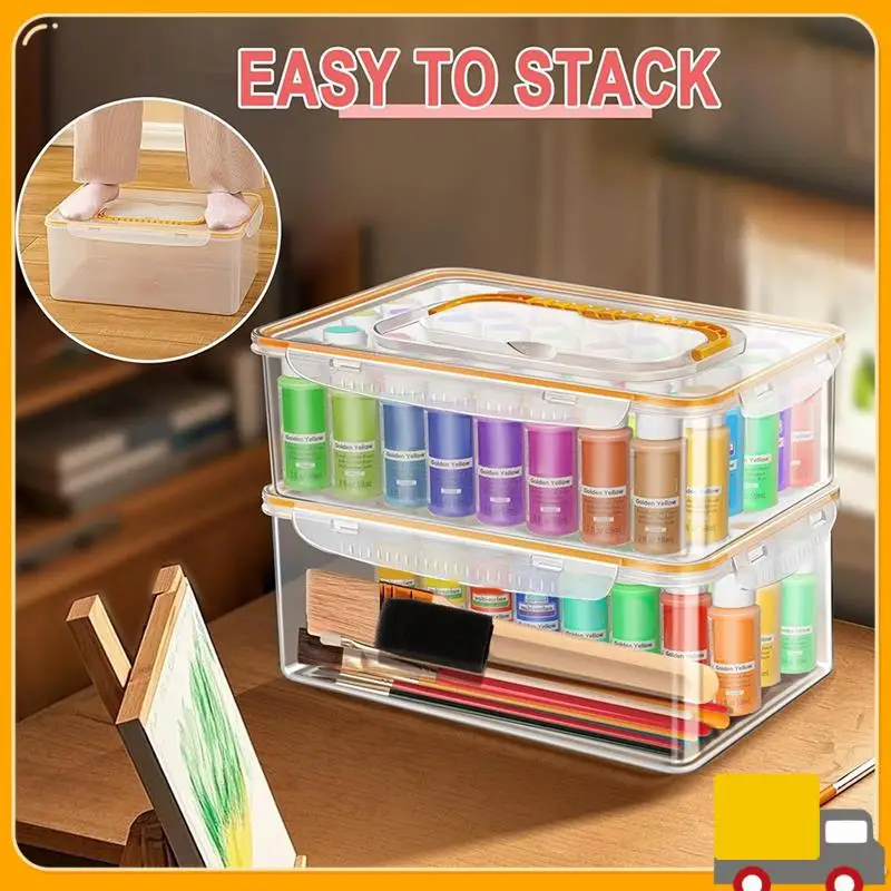 

Коробка для хранения акриловых красок Precisionn на 2 фл. Акриловые краски Oz, емкость 48 бутылок, органайзер для рукоделия с кистью и ручкой