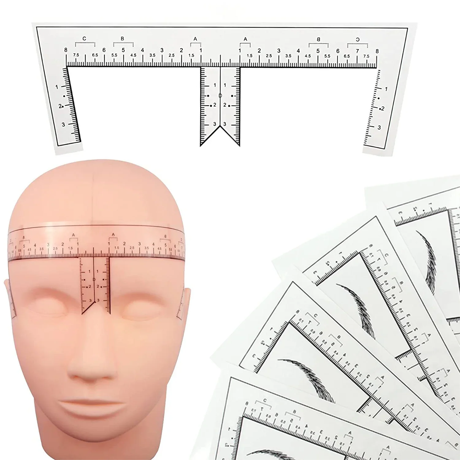 10pcs Disposable Tattoo Eyebrow Ruler Sticker with Brow Shape Eyebrow Ruler for Permanent Makeup Tools