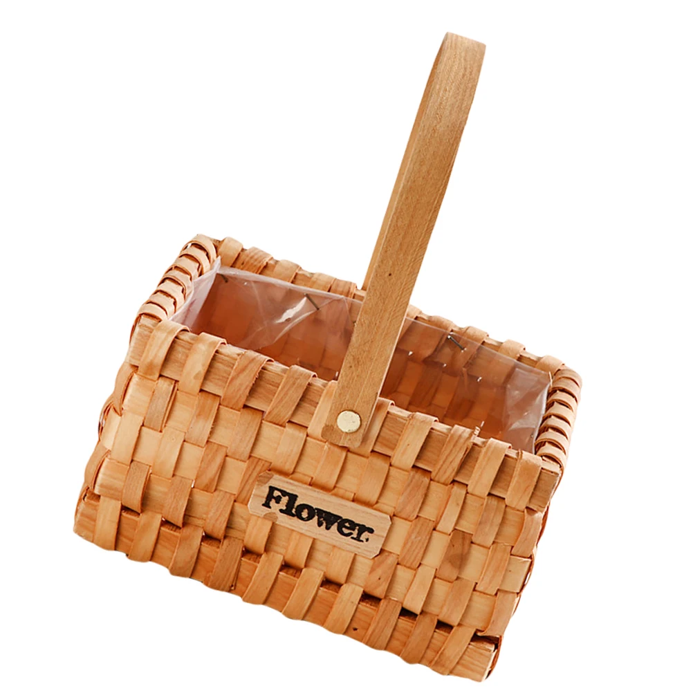 

Wooden Woven Basket Large Size Flower Arrangement Storage Home Decor Gift Wrapping Wedding Basket Handle Design