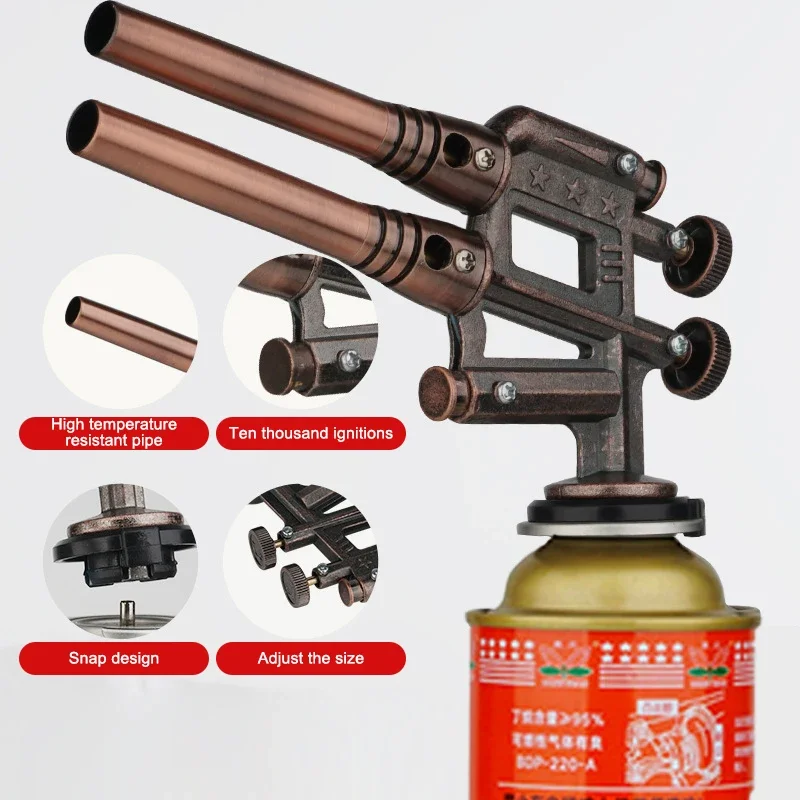 

Новая двухтрубная горелка для кемпинга, пламенный пистолет, горелка для приготовления пищи, бутановая сварочная горелка, пеший туризм, пламя, газ, барбекю, кемпинг, кухонное оборудование