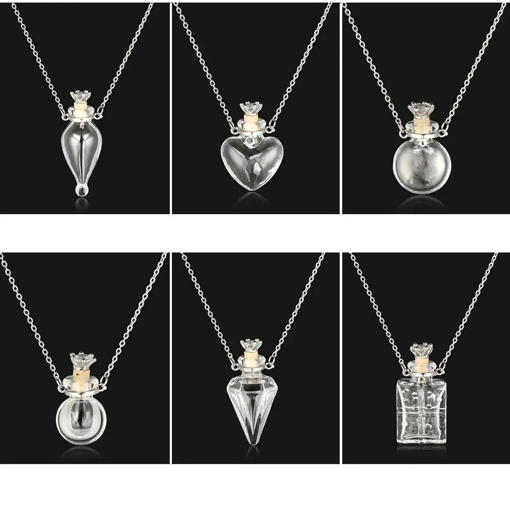 Openable Water Drop Heart Steel Chain Keepsake Essential Oil Pendant Memorial Jewelry Perfume Jewellery Glaze Vial Necklace