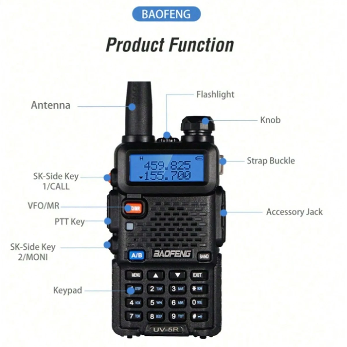 1PC/2PCS Baofeng UV 5R USB Long Range Ham Amateur With FM Radio Long Range Portable Two Way Radio Baofeng CB Radio Walkie Talkie