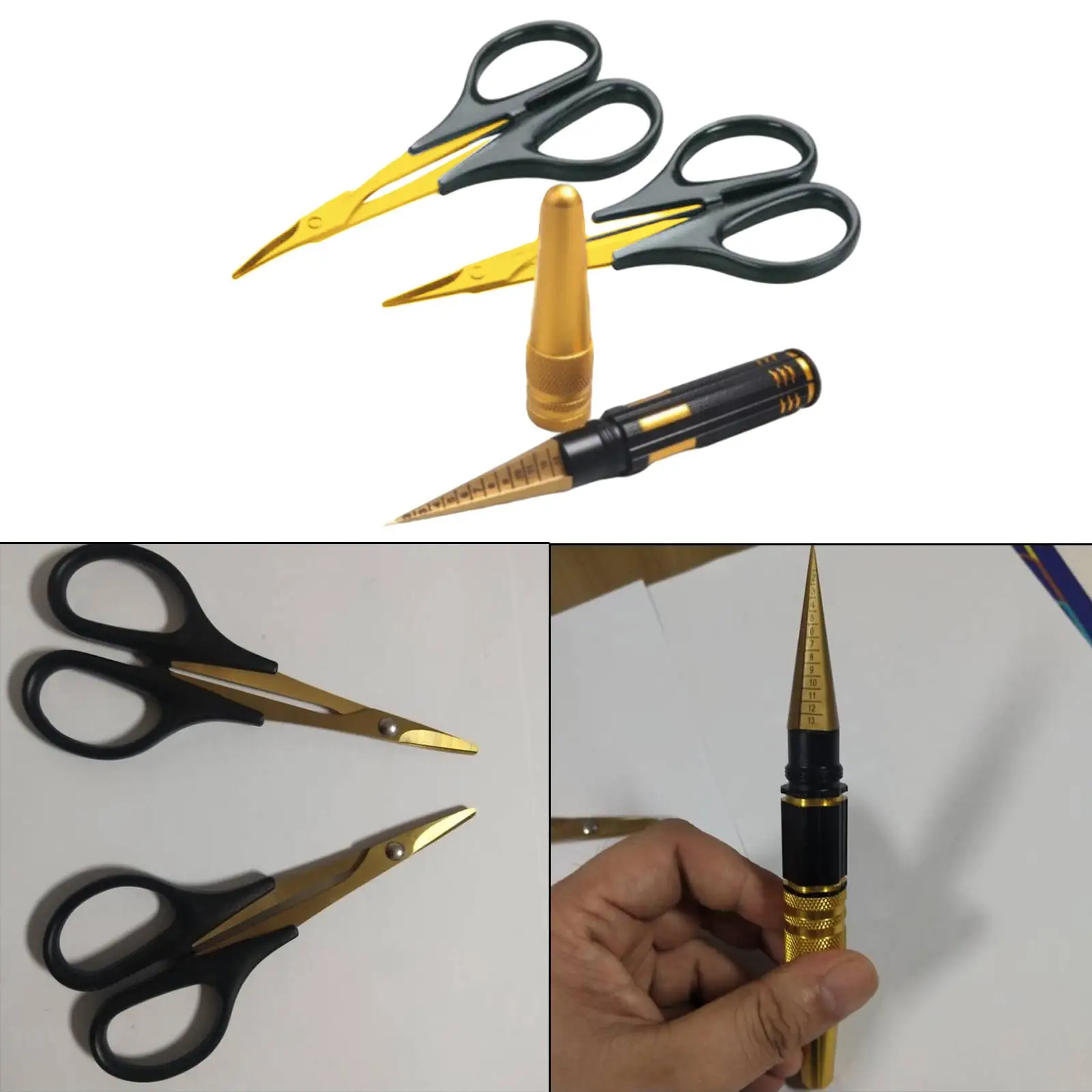 0-14mm Expanding Hole Puncher Reamer with Curved Scissors and Straight Scissors for RC Model Car Body Work