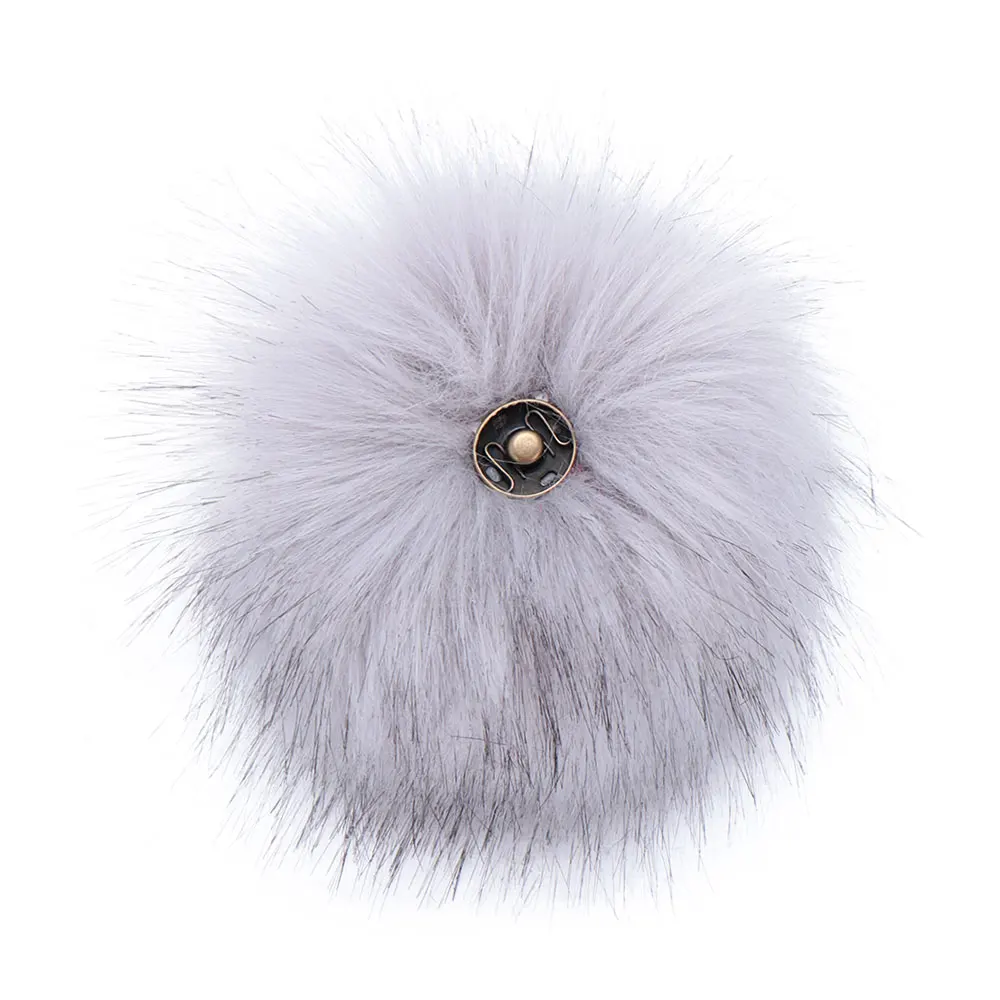 12cm Buckle Knitted Cap Women's Fashion Faux Fox Fur Pompom Ball Hats Decor Hairball Bags Accessories